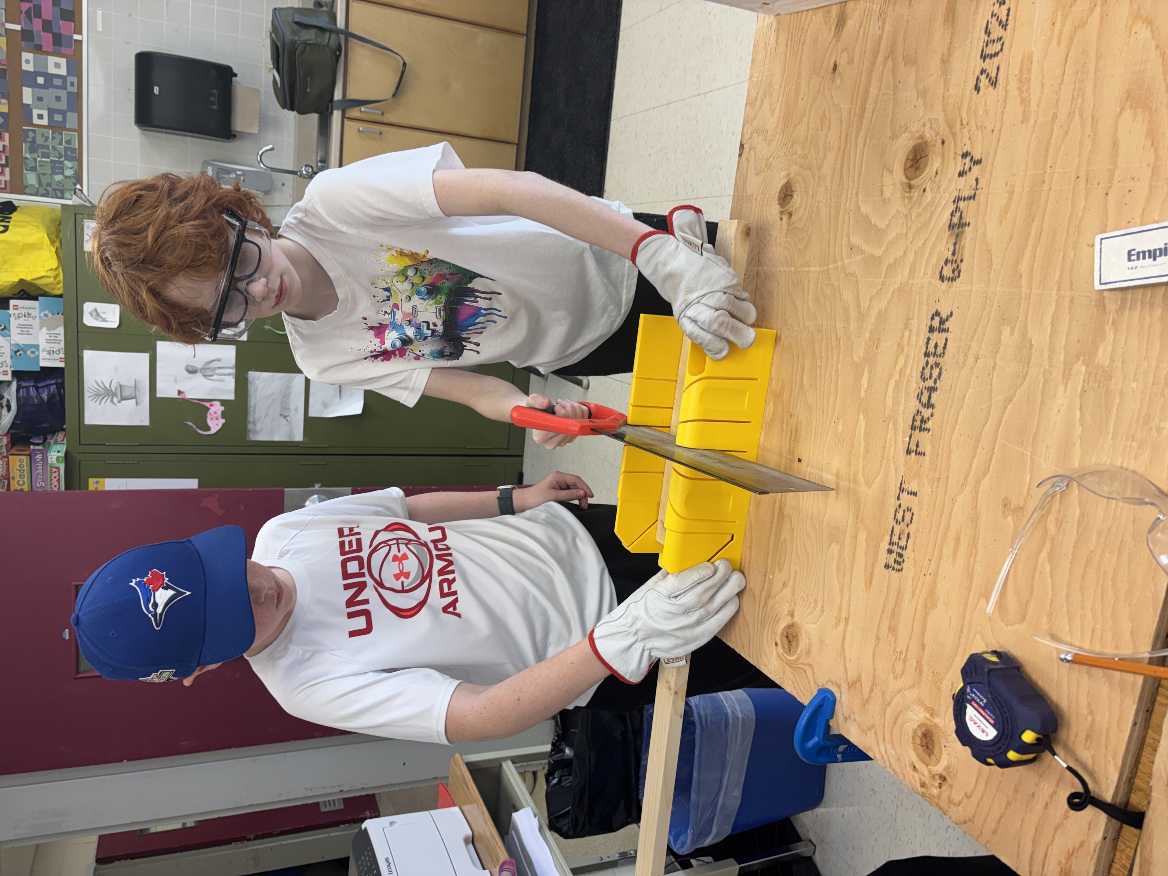 Two Newburgh PS students work on the little community library project